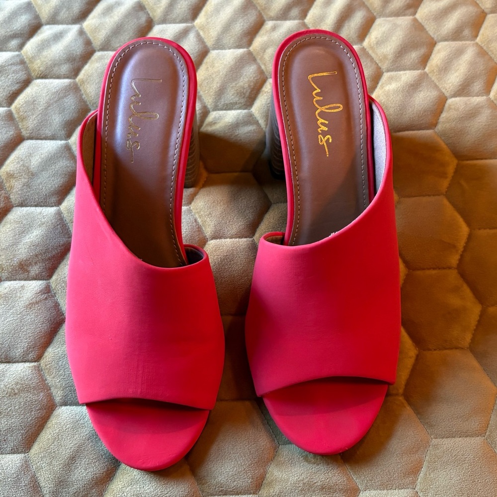 Lulu's Vibrant Orange Heeled Mules - Picture 5 of 9